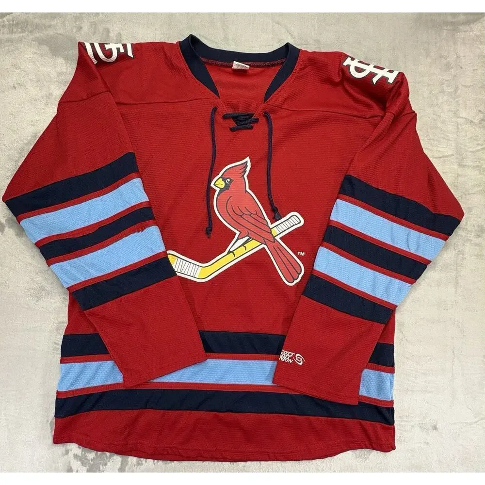 St. Louis Cardinals Hockey Jersey Red Bird Stick Blues 2024 XL - Picture 1 of 9